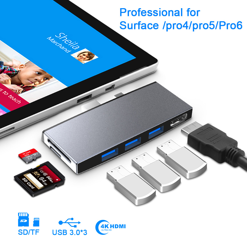 Microsoft Surface Pro 확장 도크 4K HDMI 어댑터 용 새 USB 3.0 허브 허브